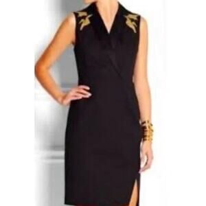 Altuzarra for Target Black Tuxedo Dress Gold Bird Embroidery Sz 10